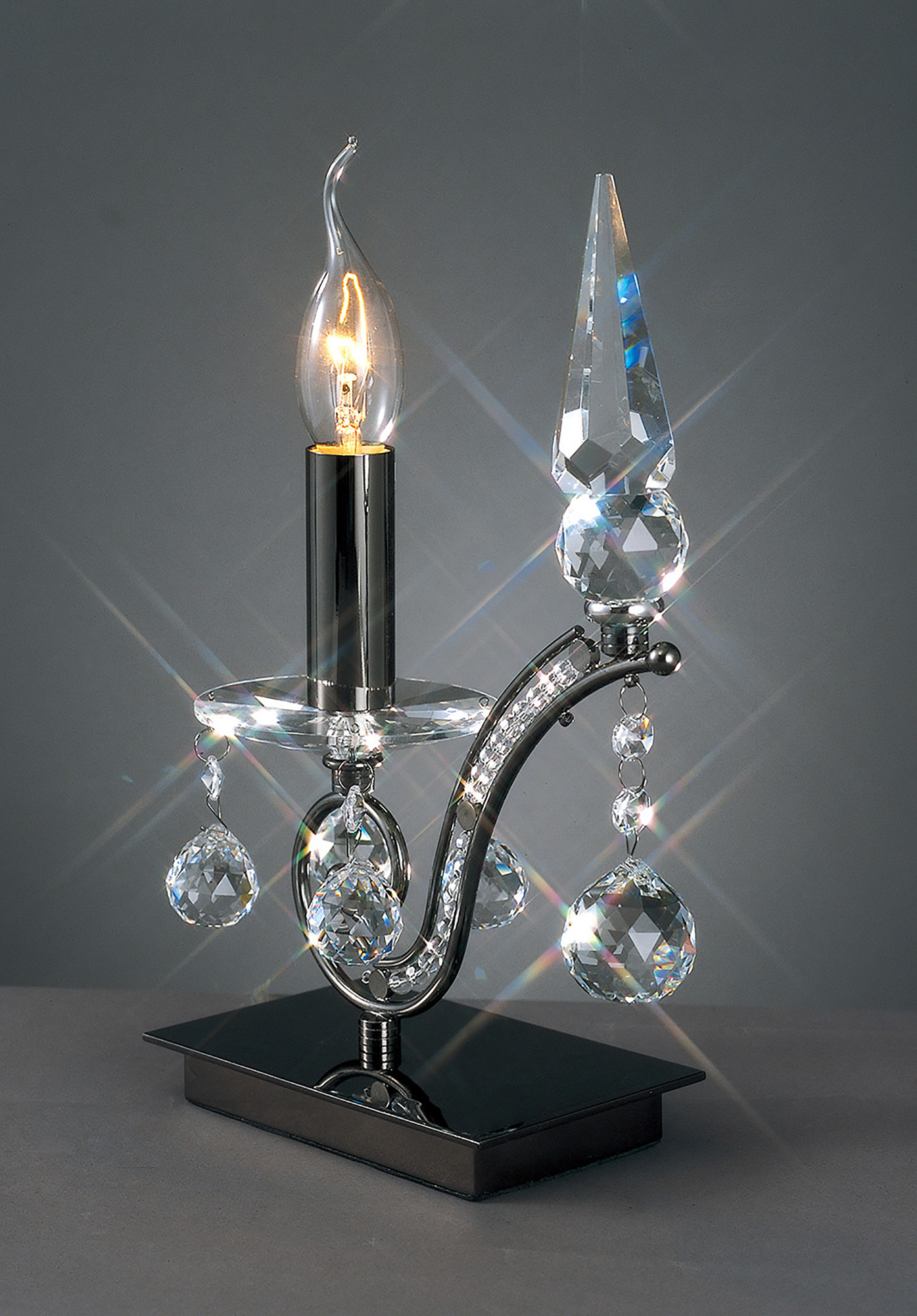 IL30030  Tara Crystal 30cm 1 Light Table Lamp Black Chrome